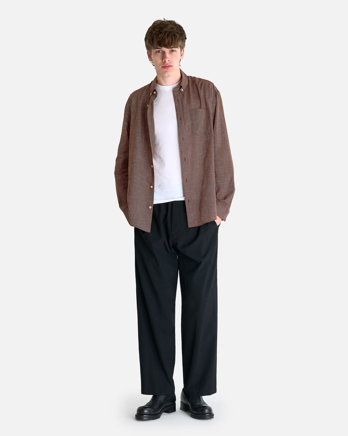 The Row Men's Shirts Pempeo Shirt in Chocolate Check