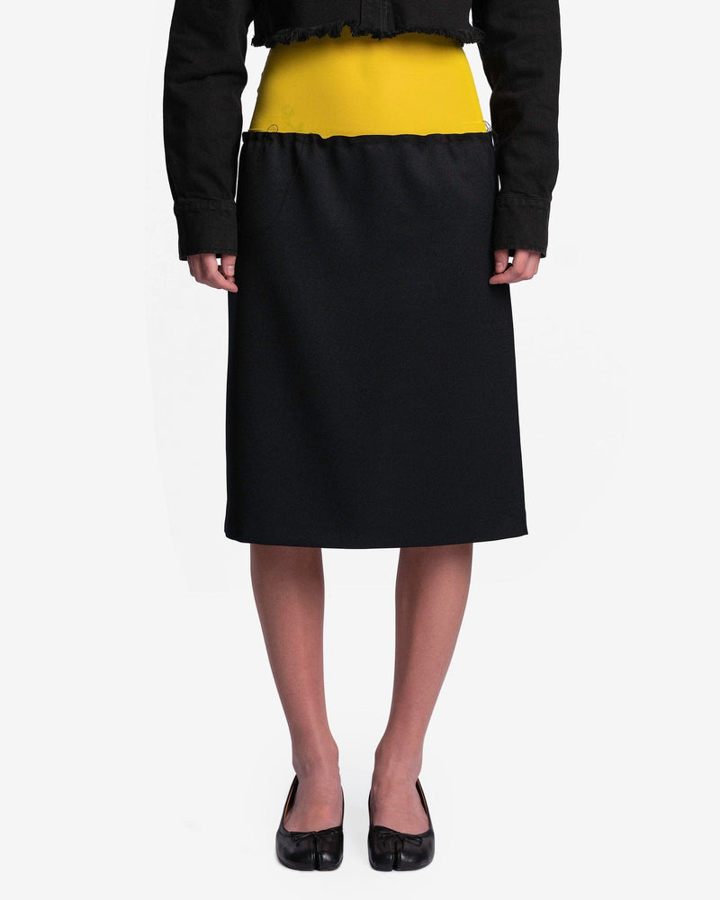 Raf Simons Women Skirts Pencil Skirt with Stocking at Waist in Black/Yellow