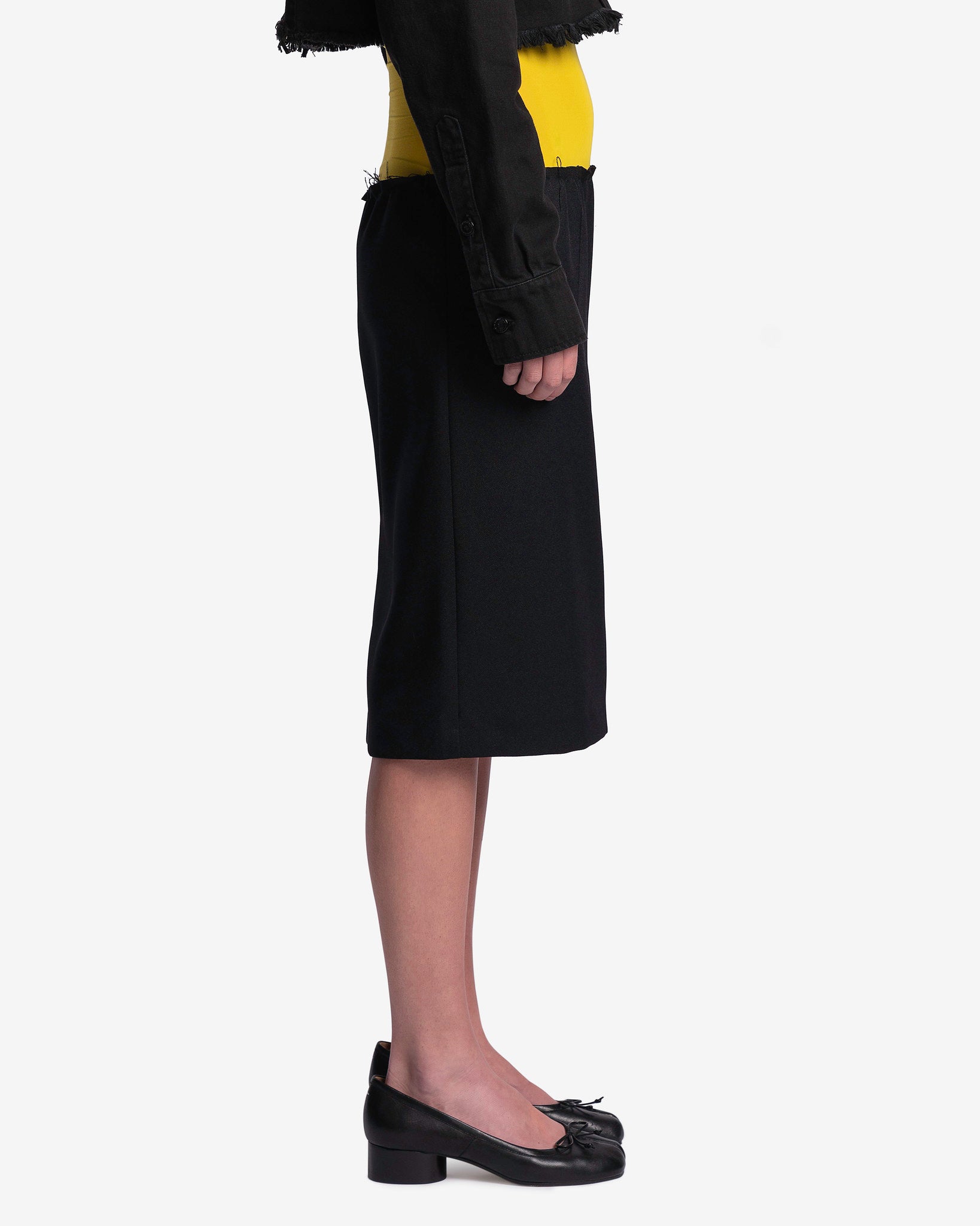 Raf Simons Women Skirts Pencil Skirt with Stocking at Waist in Black/Yellow