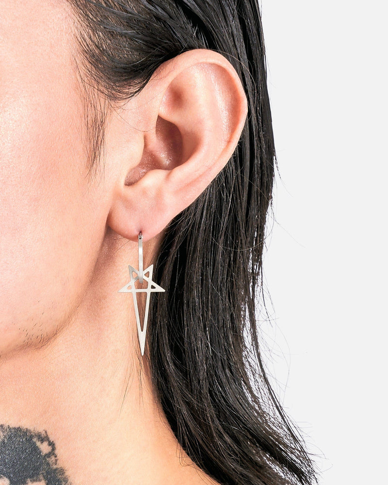 Rick Owens Jewelry OS Pentagram Earring in Silver
