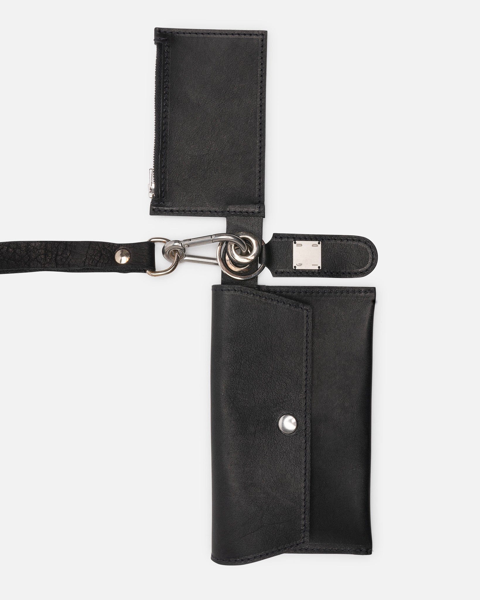 Guidi Leather Goods OS Phone-Card Holder in Black Pressed Kangaroo