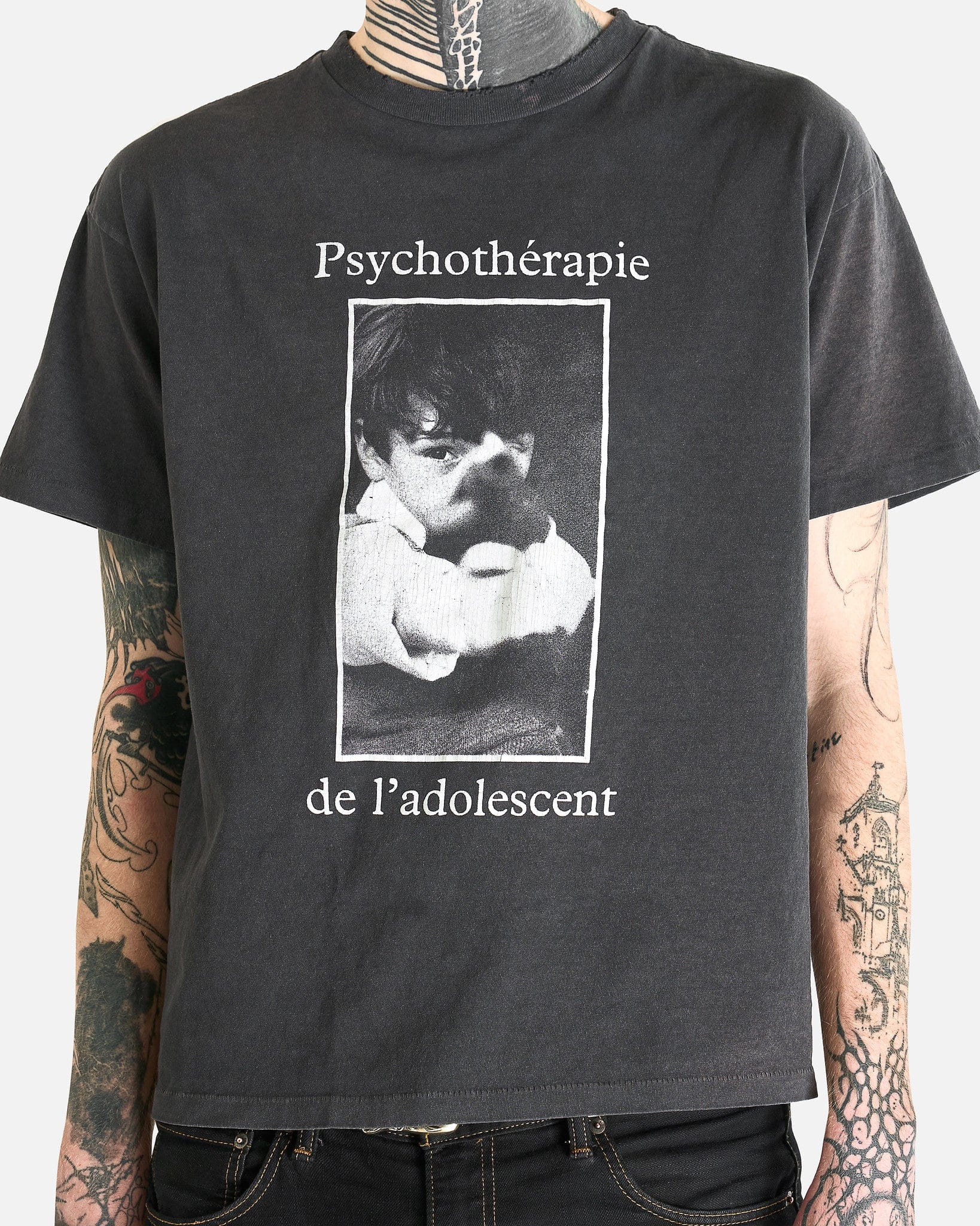 Enfants Riches Deprimes Men's T-Shirts Physchothérapie De L'Adolescent T-Shirt in Sun Faded Black