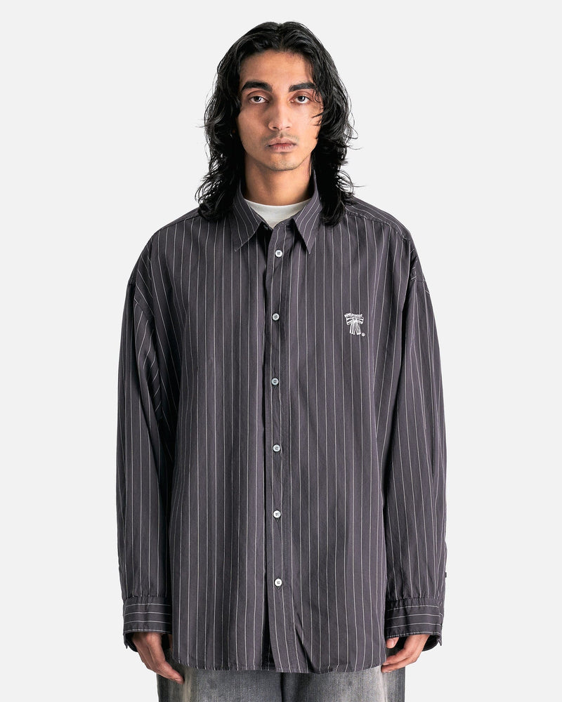 Pinstripe Button-Up Shirt in Black/White SVRN Pinstripe Button-Up Shirt in Black/White SVRN