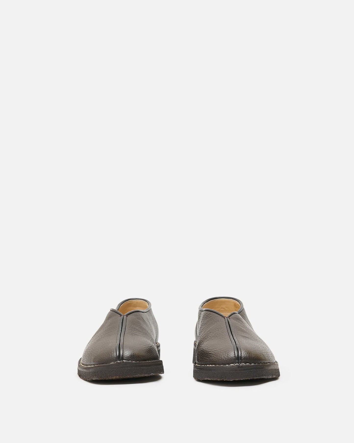 LEMAIRE Men's Shoes Piped Crepe Slippers in Dark Brown
