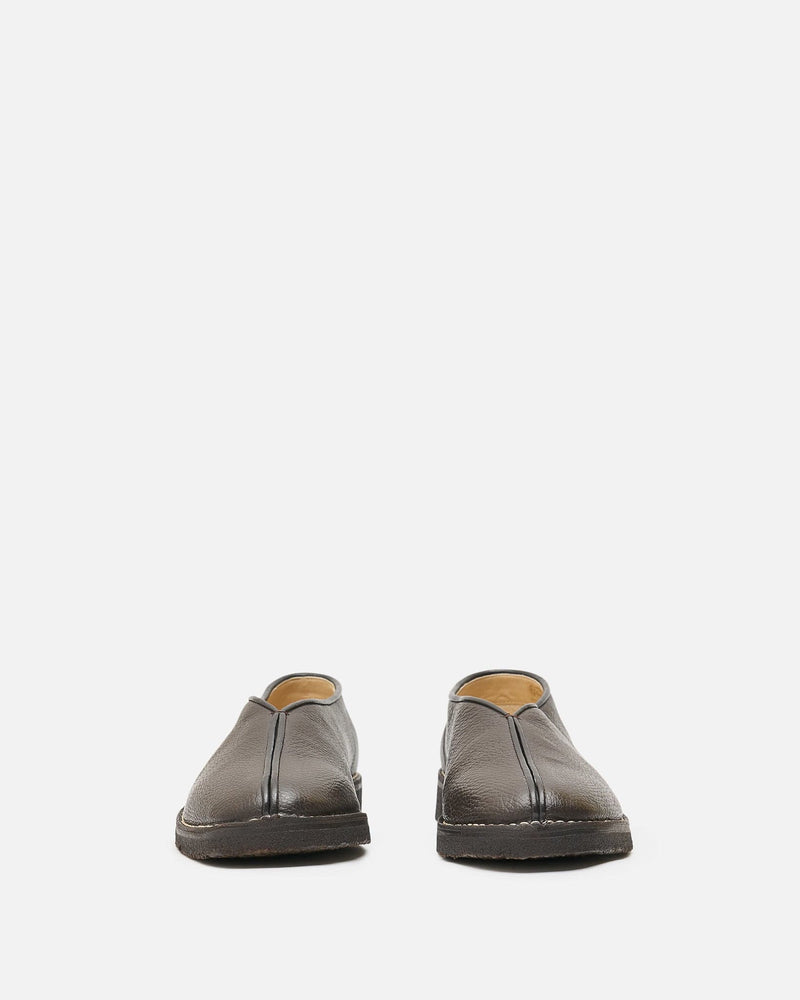 LEMAIRE Men's Shoes Piped Crepe Slippers in Dark Brown