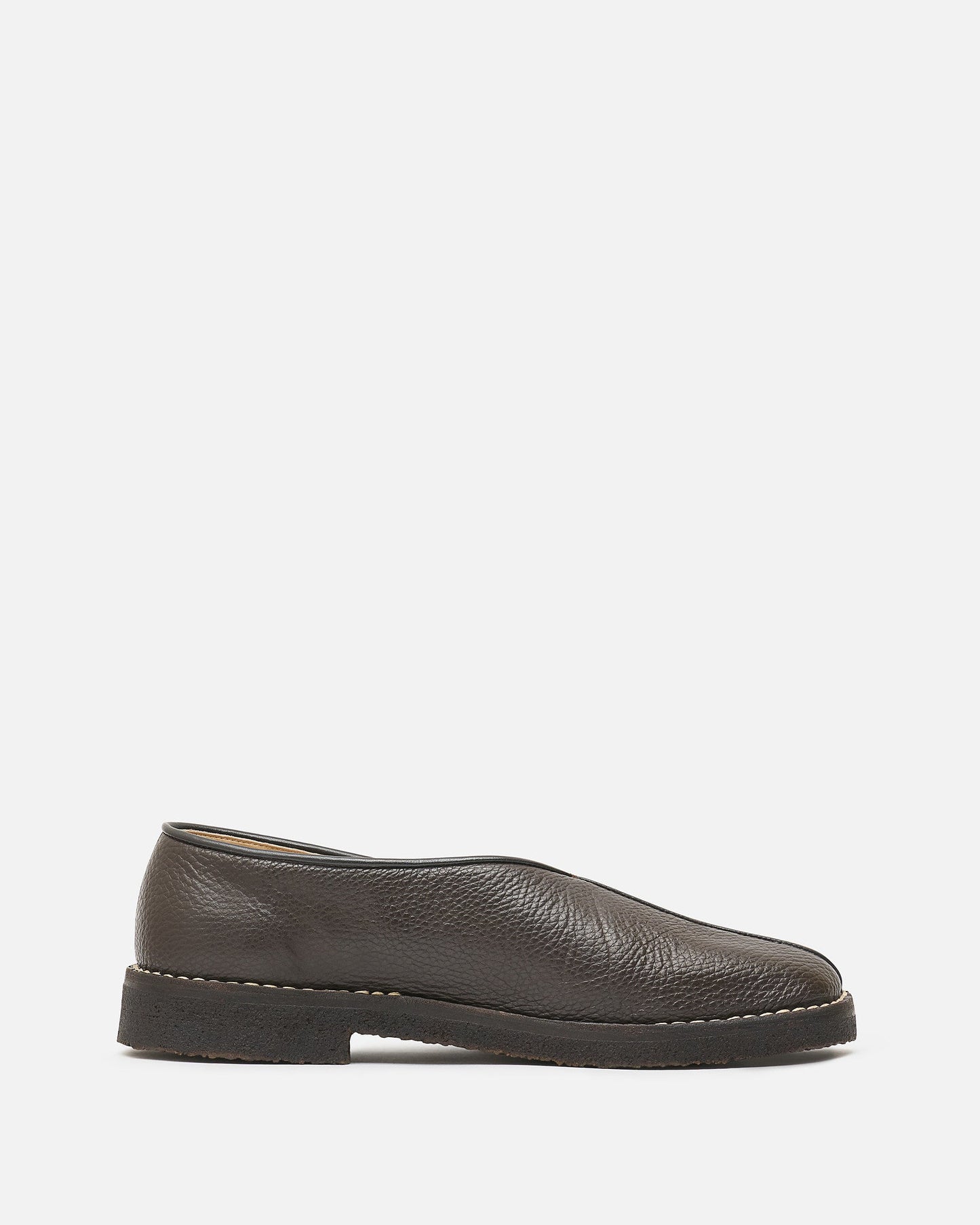LEMAIRE Men's Shoes Piped Crepe Slippers in Dark Brown
