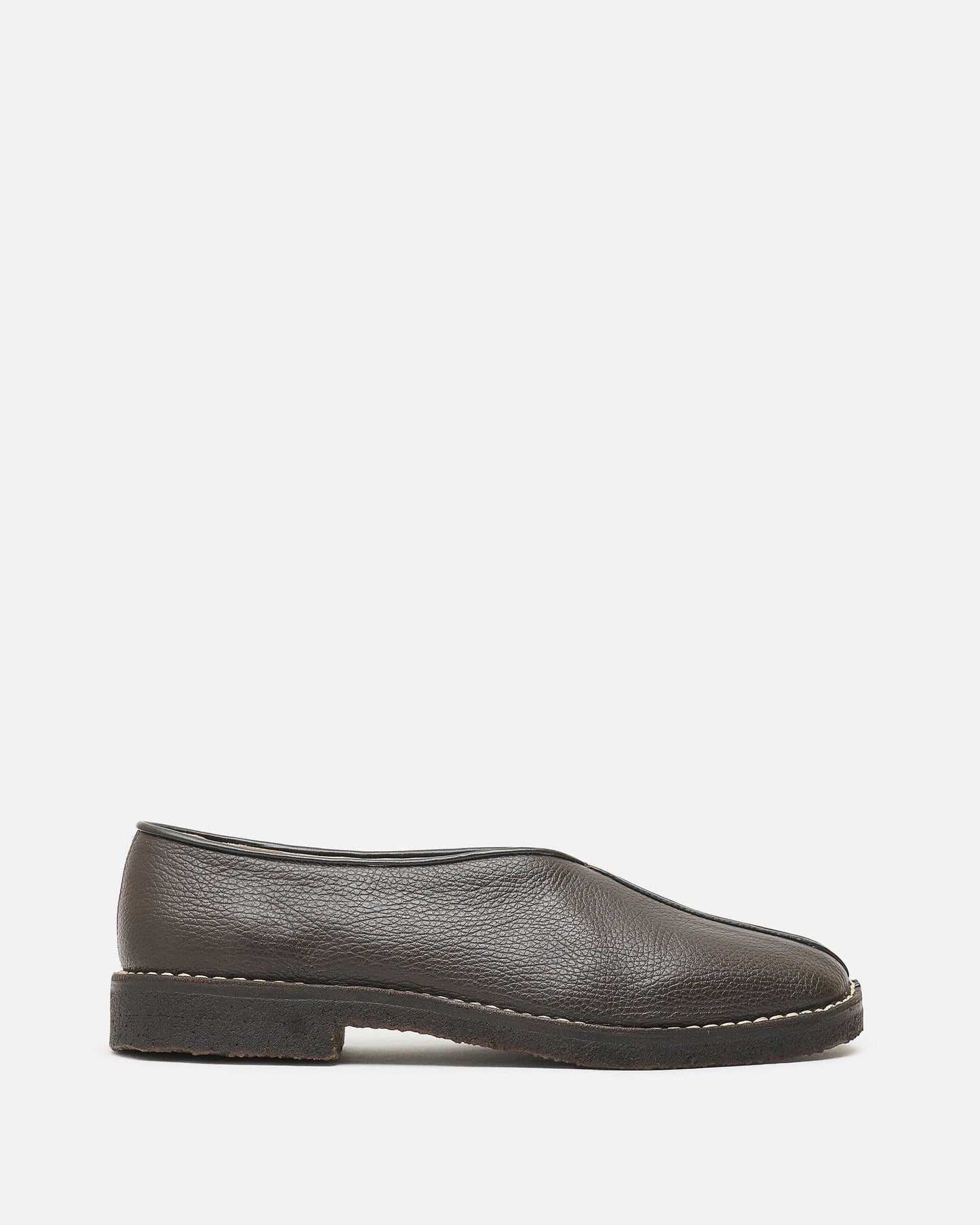 LEMAIRE Men's Shoes Piped Crepe Slippers in Dark Brown