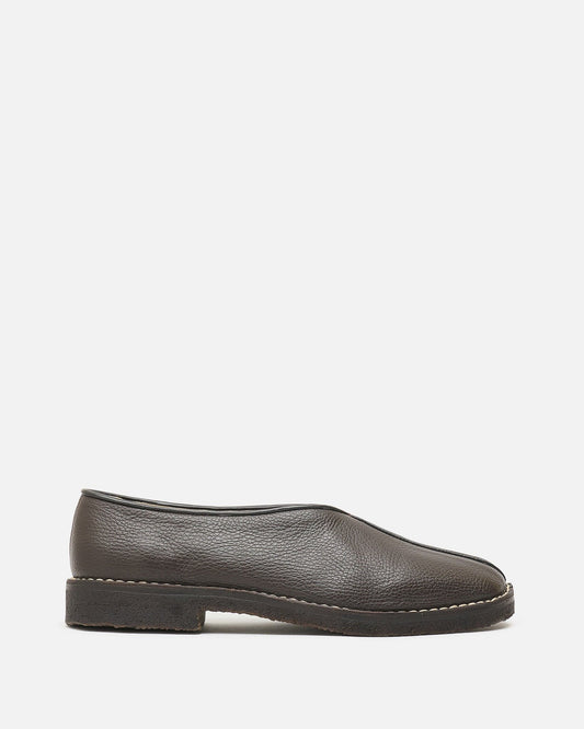 LEMAIRE Men's Shoes Piped Crepe Slippers in Dark Brown