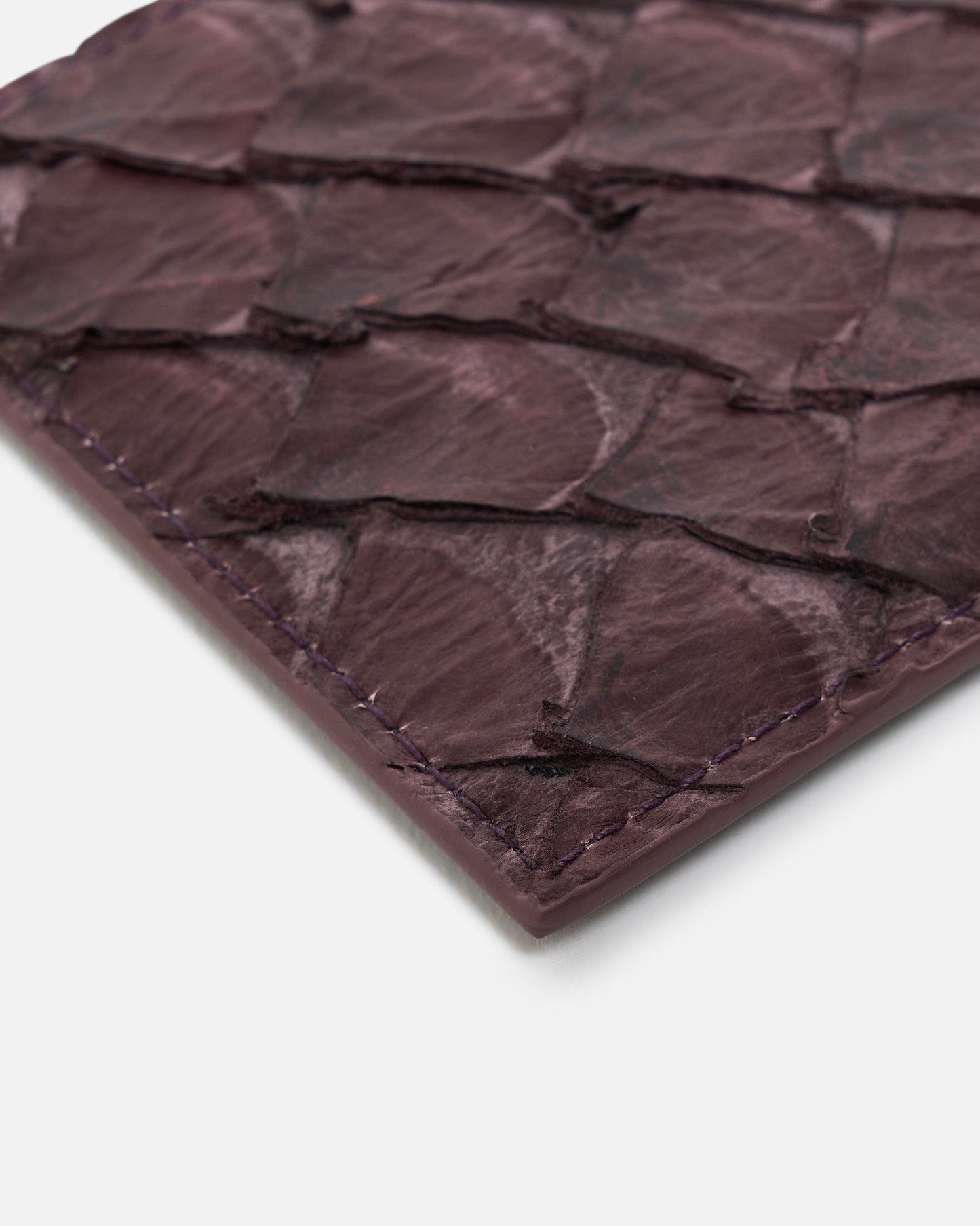 Rick Owens Leather Goods O/S Pirarucu Leather Square CC Holder in Amethyst