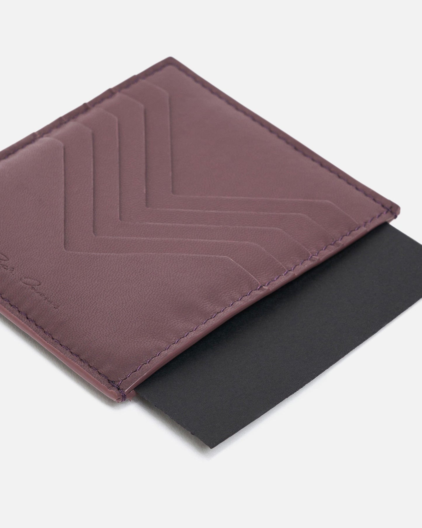 Rick Owens Leather Goods O/S Pirarucu Leather Square CC Holder in Amethyst