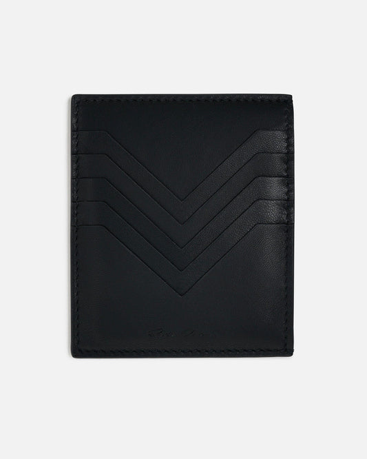 Rick Owens Leather Goods O/S Pirarucu Leather Square CC Holder in Black
