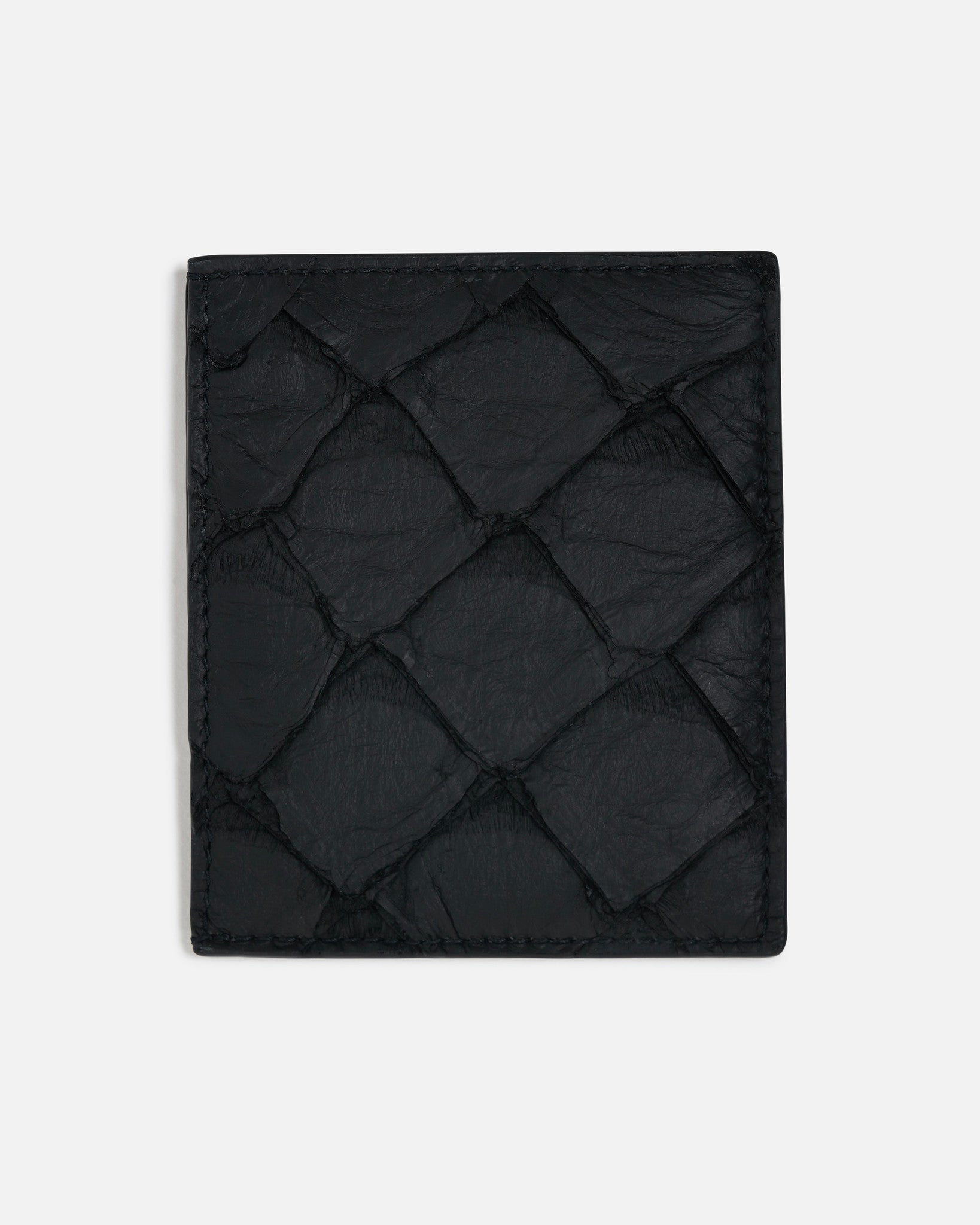 Rick Owens Leather Goods O/S Pirarucu Leather Square CC Holder in Black