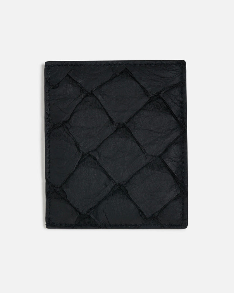 Rick Owens Leather Goods O/S Pirarucu Leather Square CC Holder in Black