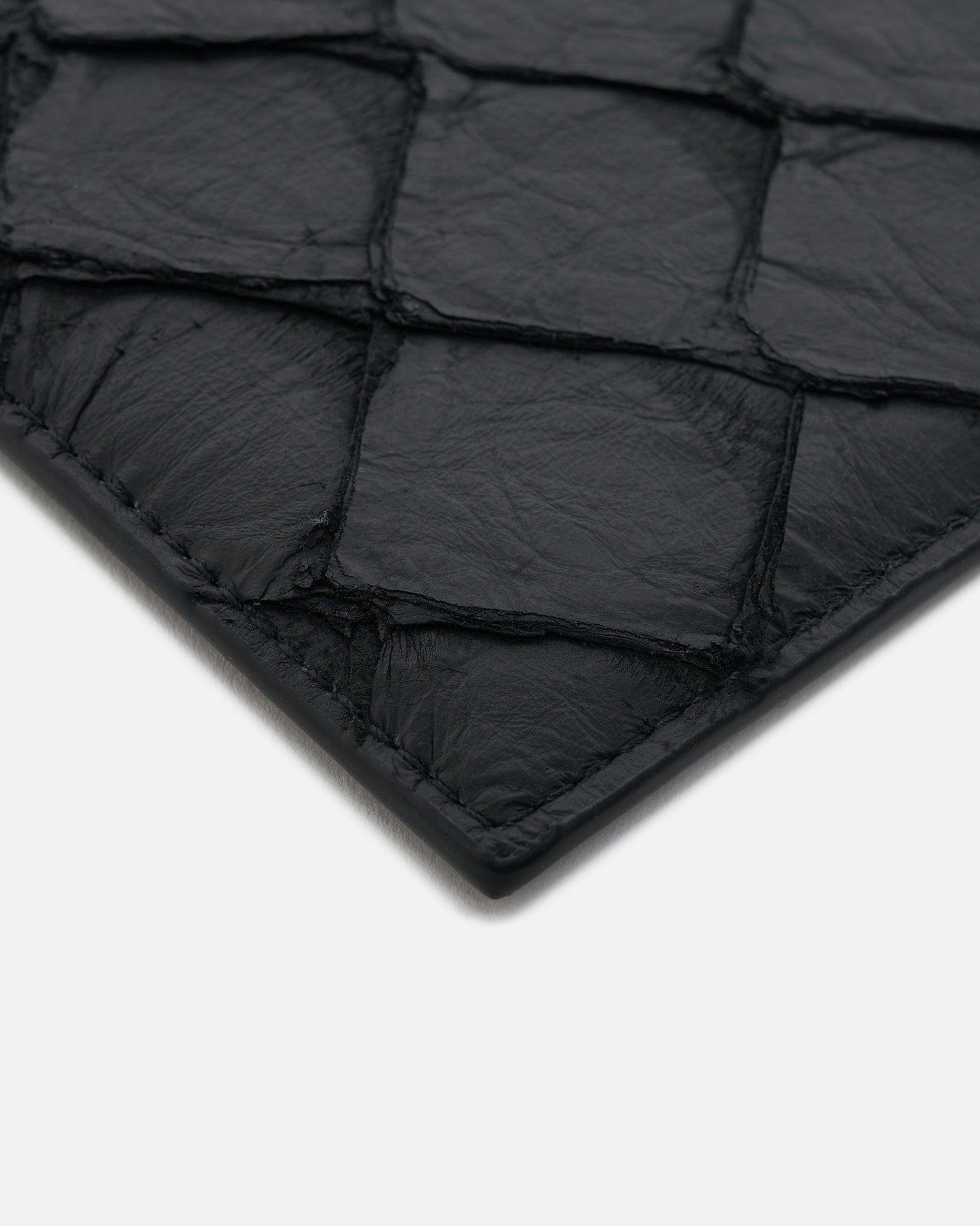 Rick Owens Leather Goods O/S Pirarucu Leather Square CC Holder in Black