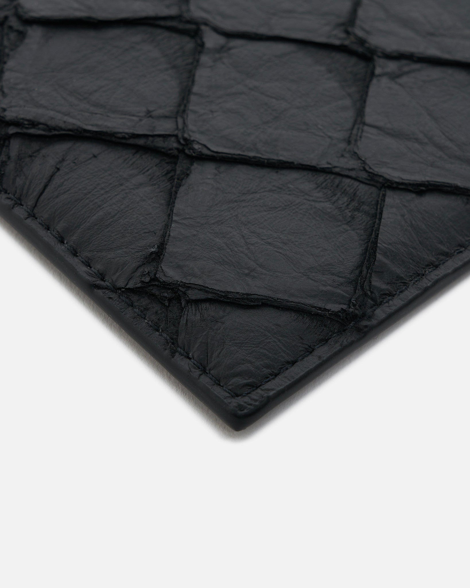 Rick Owens Leather Goods O/S Pirarucu Leather Square CC Holder in Black