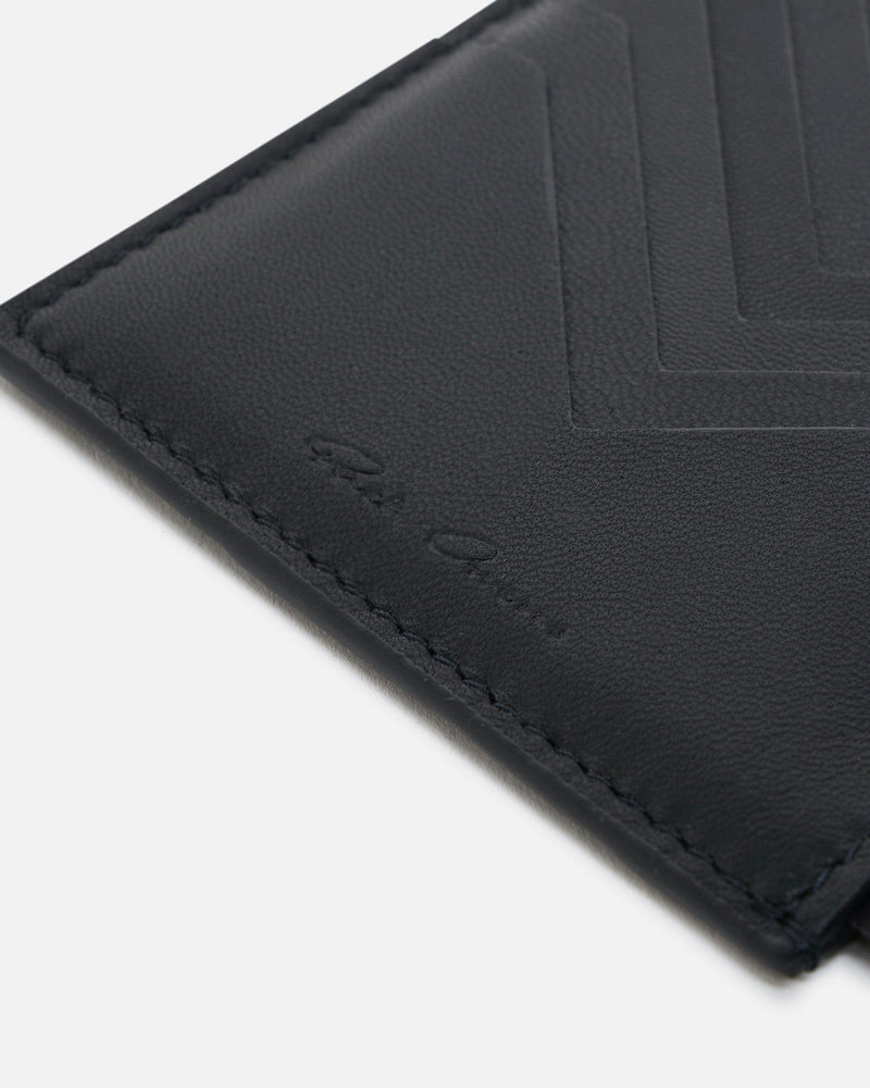 Rick Owens Leather Goods O/S Pirarucu Leather Square CC Holder in Black