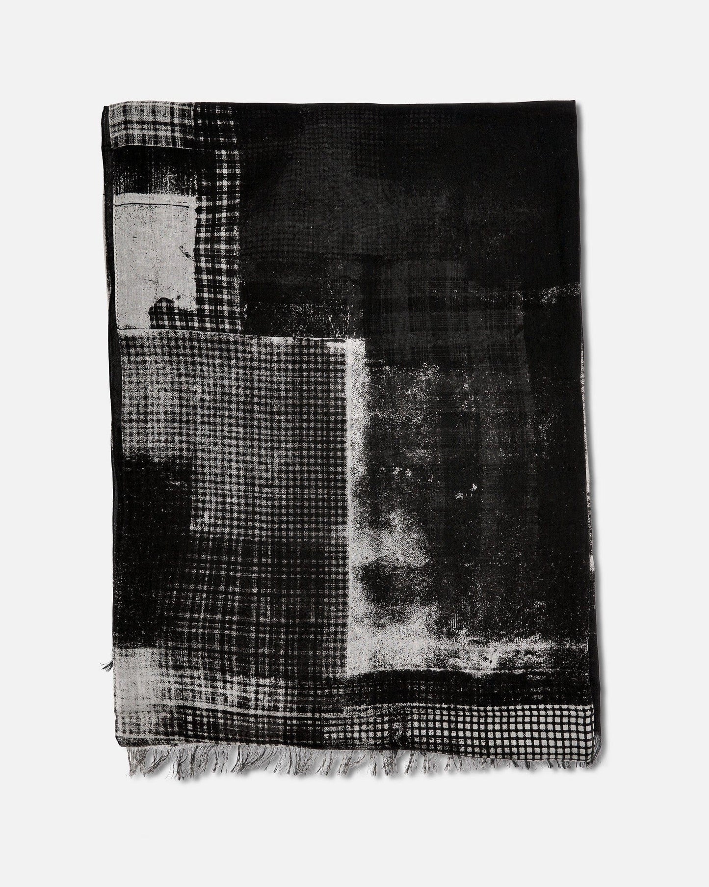 Y's by Yohji Yamamoto Scarves 02 Plaid Copy Print Scarf in Black