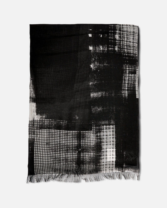 Y's by Yohji Yamamoto Scarves 02 Plaid Copy Print Scarf in Black