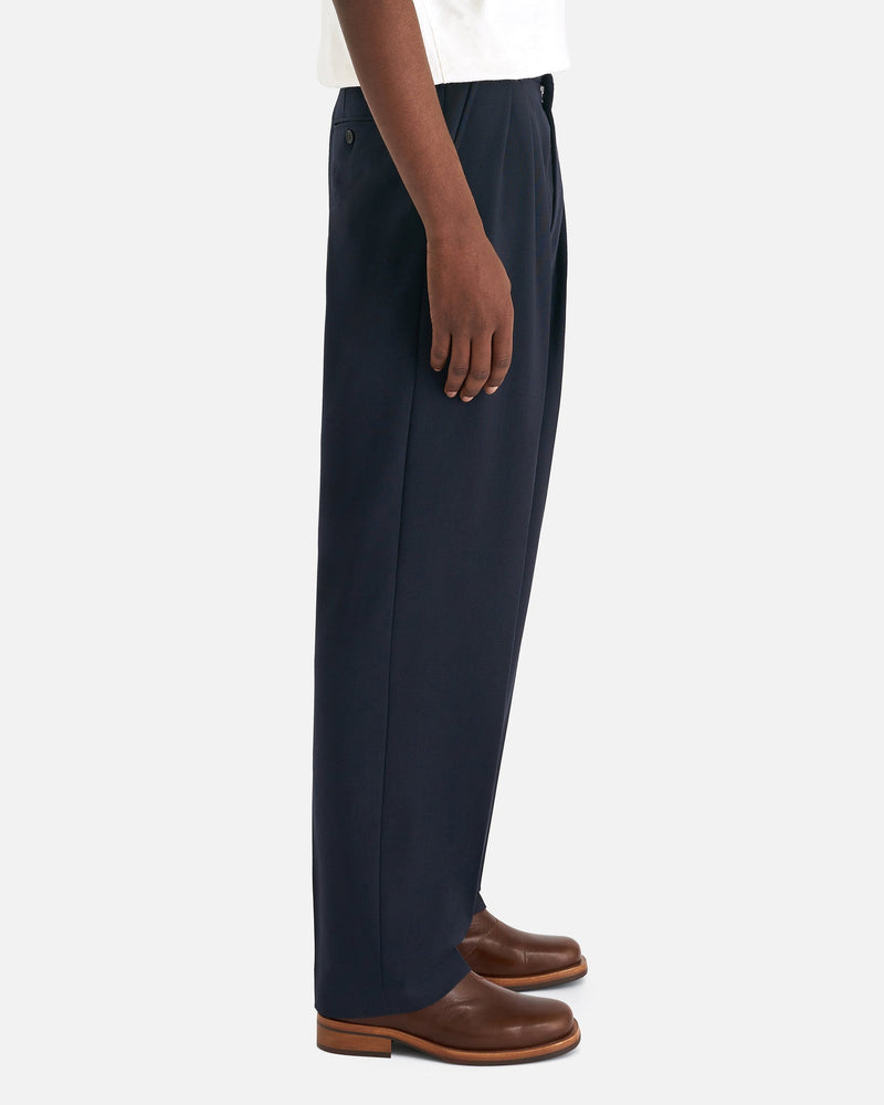 KENZO Men's Pants Pleated Tailored Pant in Midnight Blue