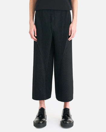 Homme Plissé Issey Miyake Men's Pants Pleats Bottom Pleated Trousers in Black
