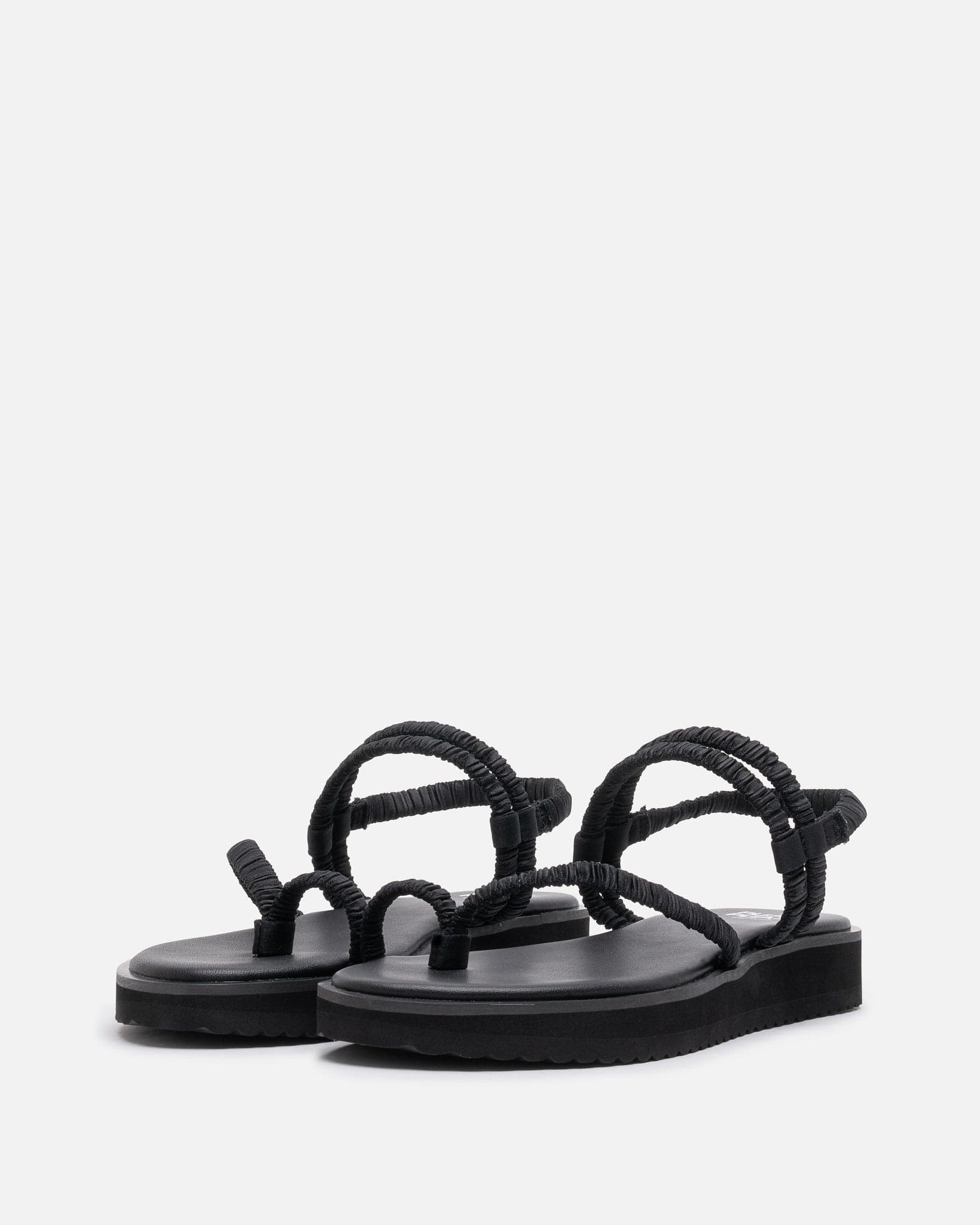 Pleats Please Issey Miyake Women Sandals Pleats Strap Sandals in Black