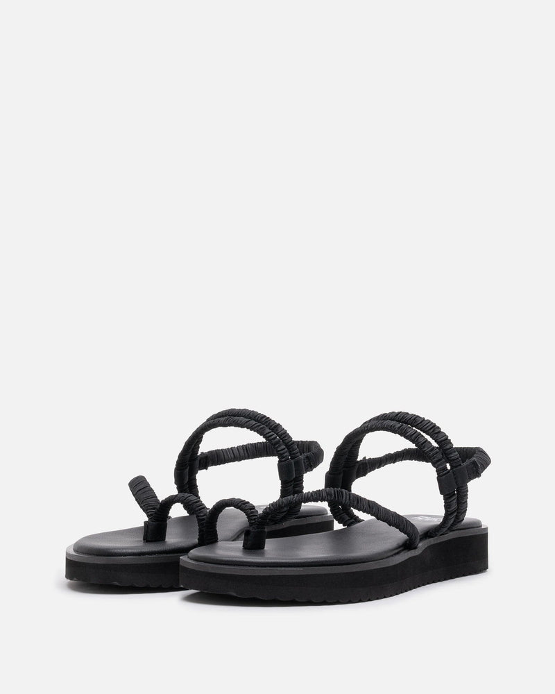 Pleats Please Issey Miyake Women Sandals Pleats Strap Sandals in Black
