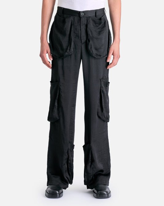 Edward Cuming Men's Pants Pocket Collage Trousers in Black