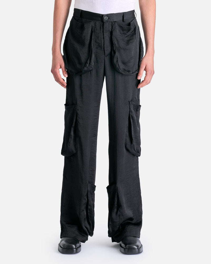 Edward Cuming Men's Pants Pocket Collage Trousers in Black