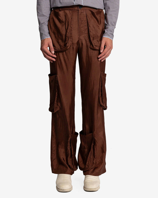 Edward Cuming Men's Pants Pocket Collage Trousers in Brown