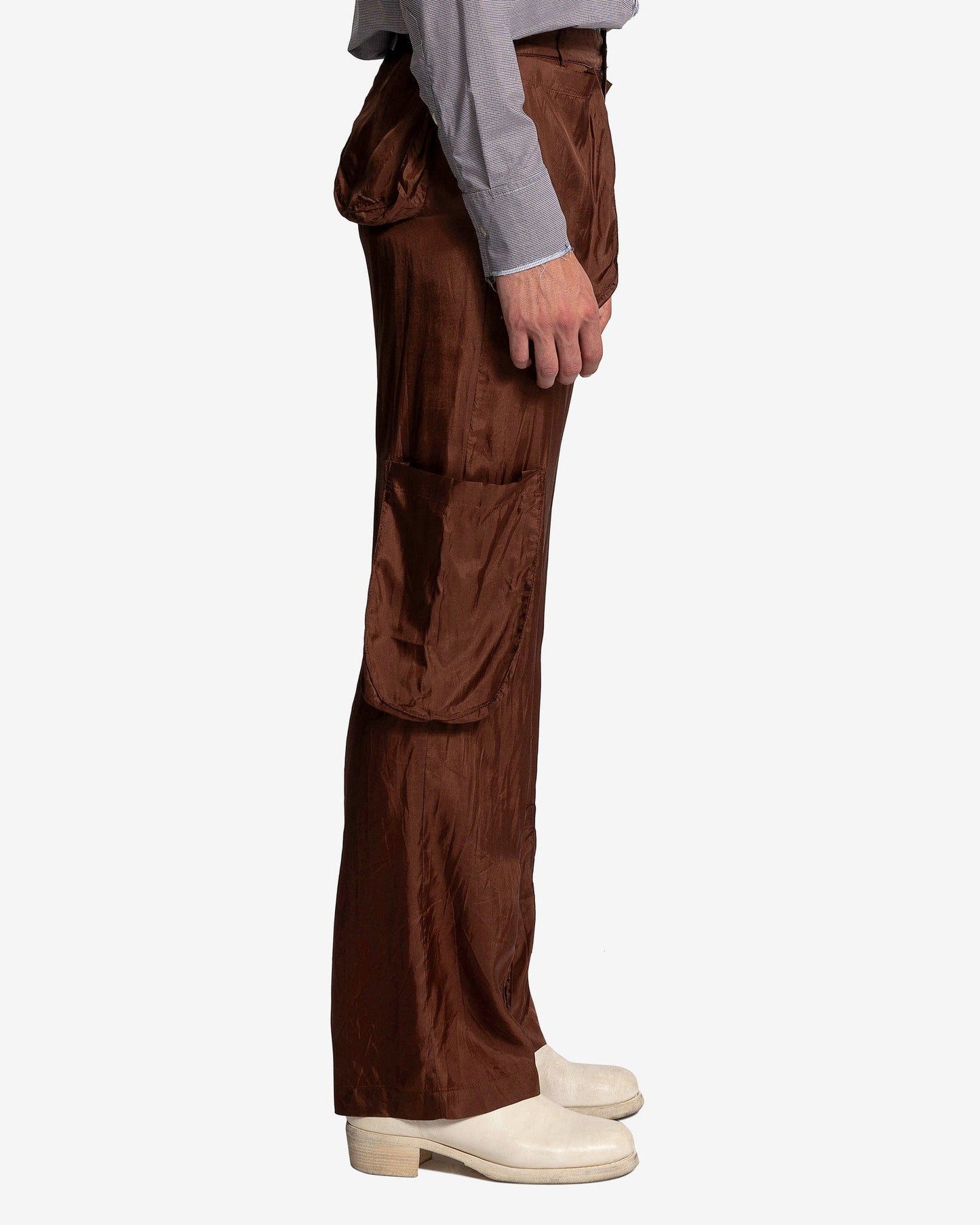 Edward Cuming Men's Pants Pocket Collage Trousers in Brown