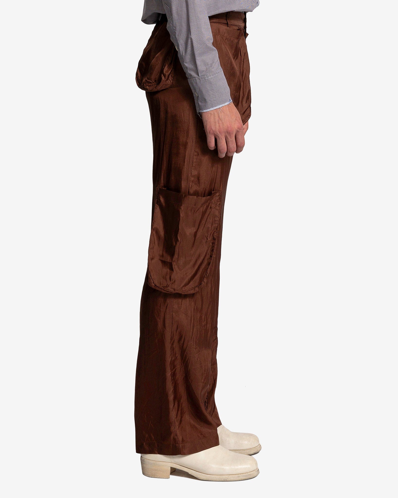 Edward Cuming Men's Pants Pocket Collage Trousers in Brown