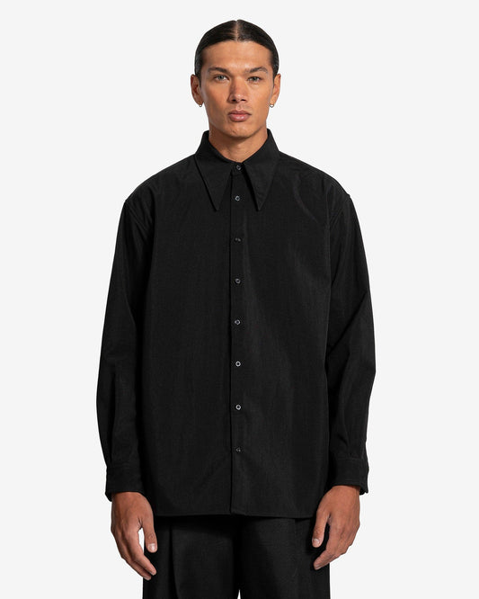 Willy Chavarria Men's Shirts Point Collar Shirt in Black