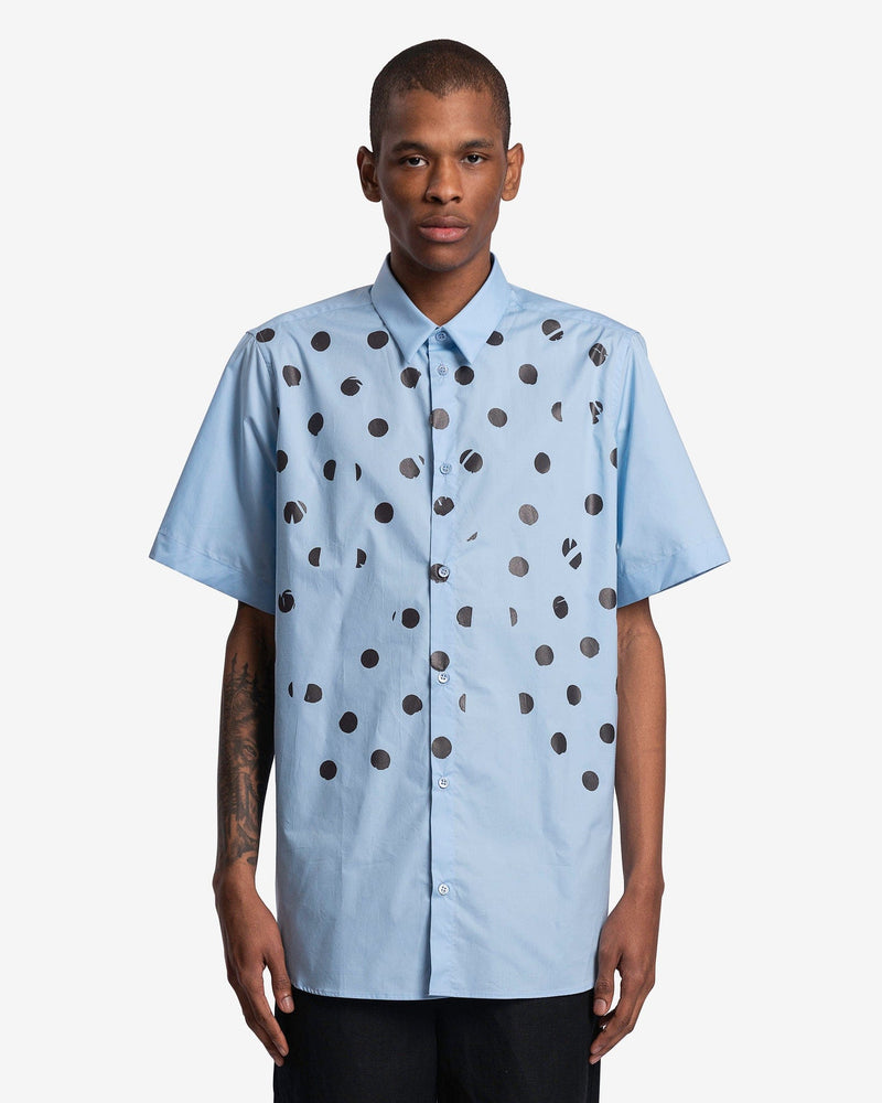 Polka Dot Print Short Sleeved Shirt in Blue
