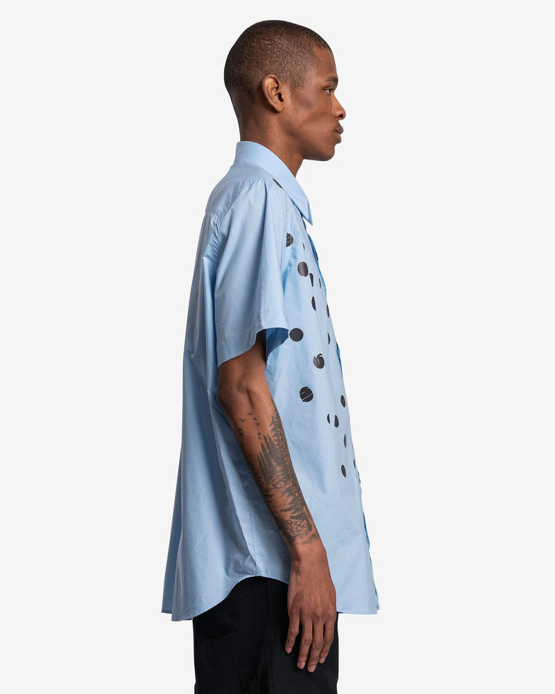 Raf Simons Men's Shirts Polka Dot Print Short Sleeved Shirt in Blue