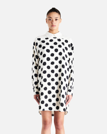 Polka Dot Shirt Dress in White/Black – SVRN