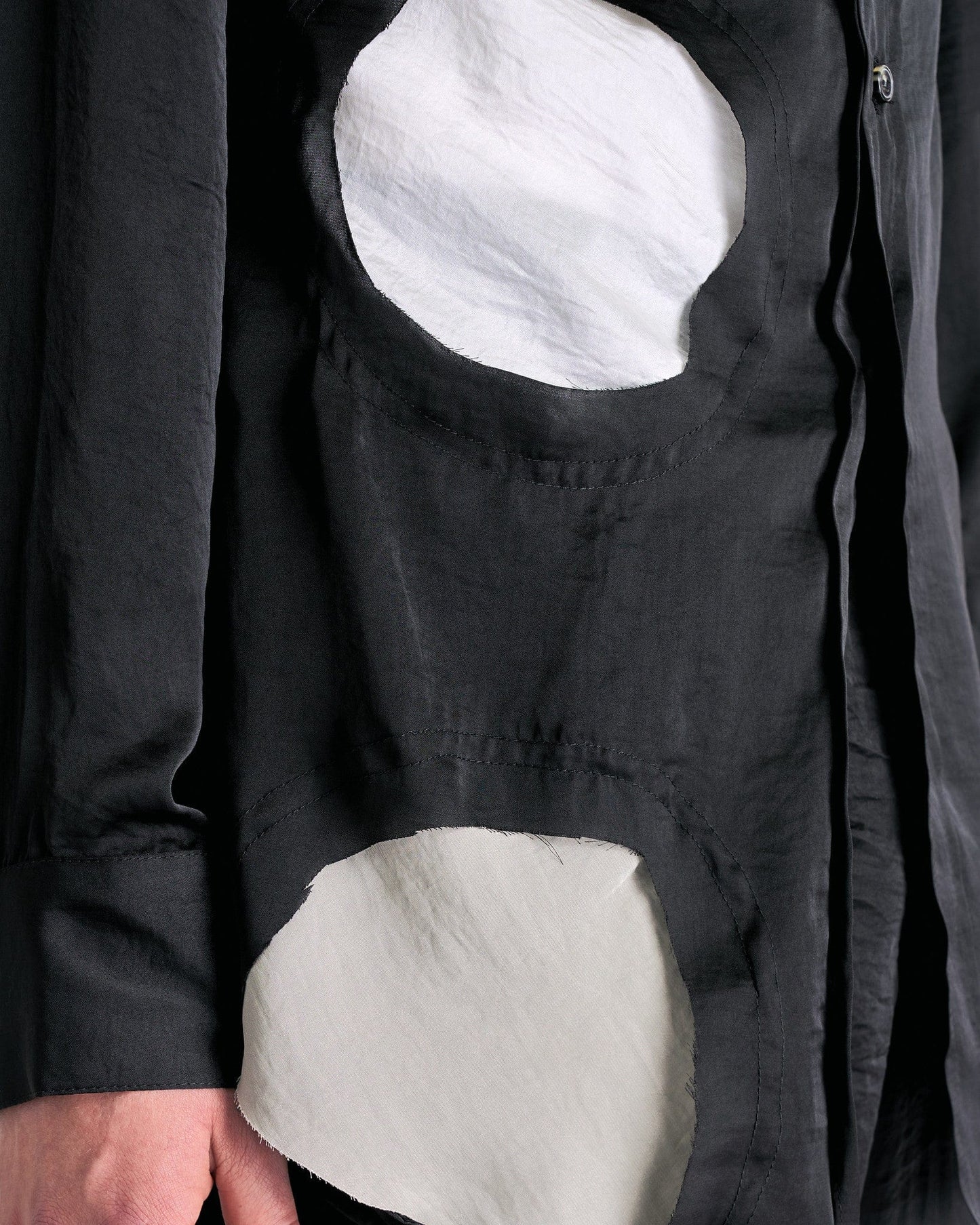 Edward Cuming Men's Shirts Polka Dot Shirt in Black/White/Grey