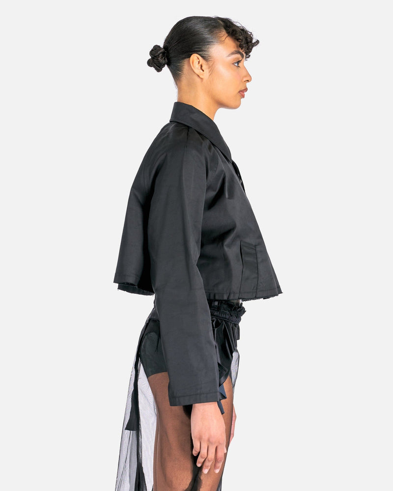 MM6 Maison Margiela Women Jackets Polyester Twill Cropped Jacket in Black