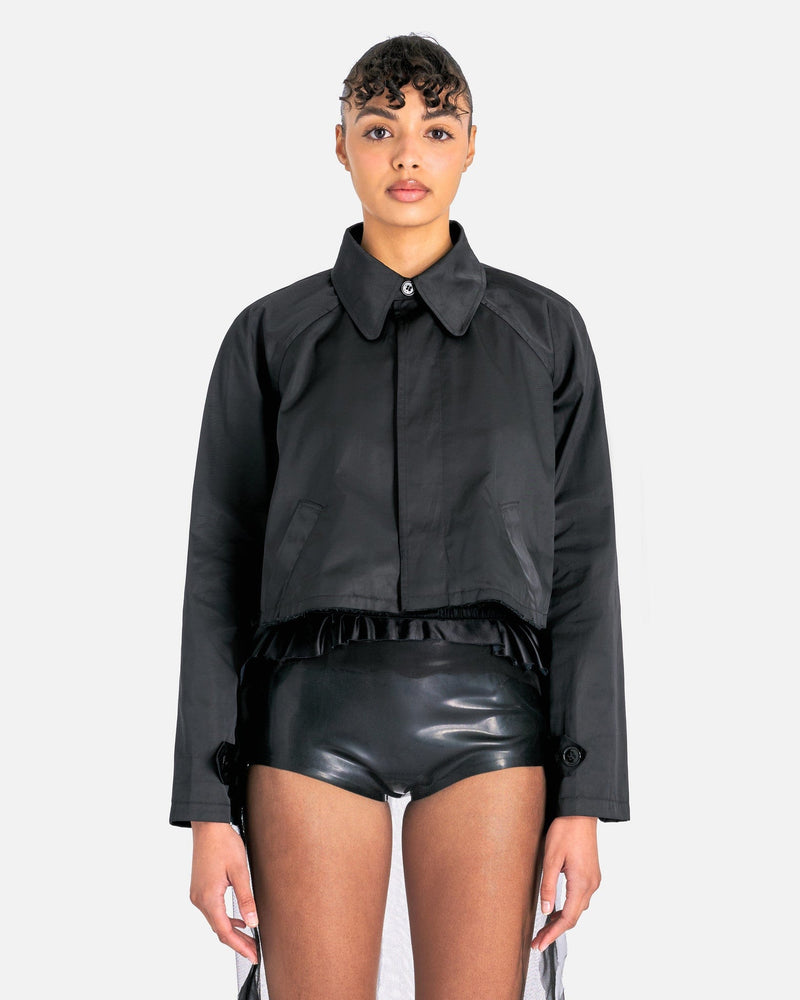 MM6 Maison Margiela Women Jackets Polyester Twill Cropped Jacket in Black