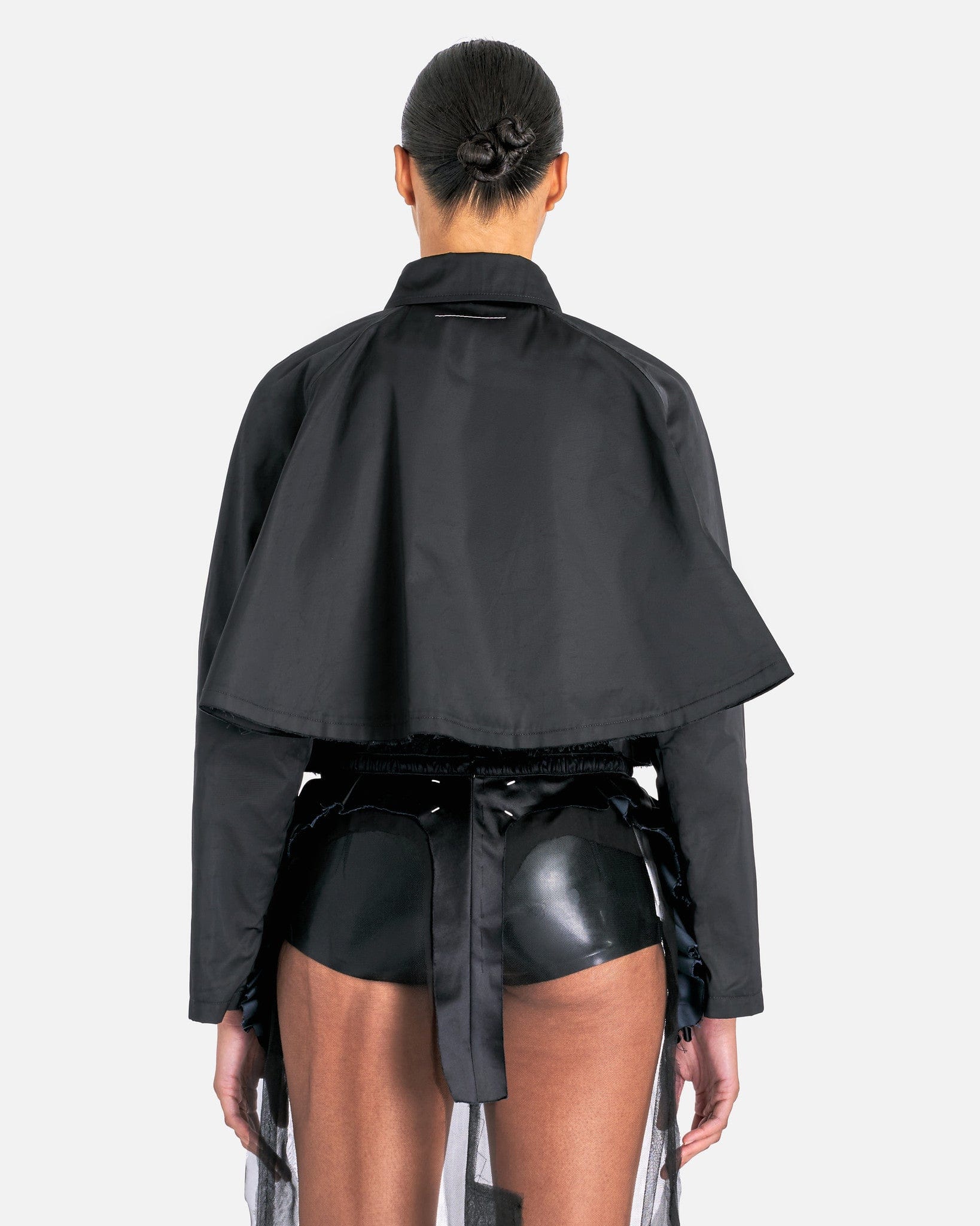 MM6 Maison Margiela Women Jackets Polyester Twill Cropped Jacket in Black