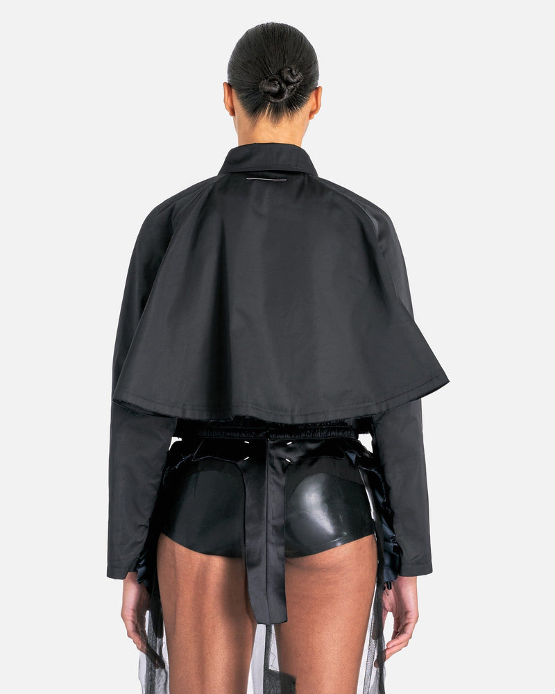 MM6 Maison Margiela Women Jackets Polyester Twill Cropped Jacket in Black