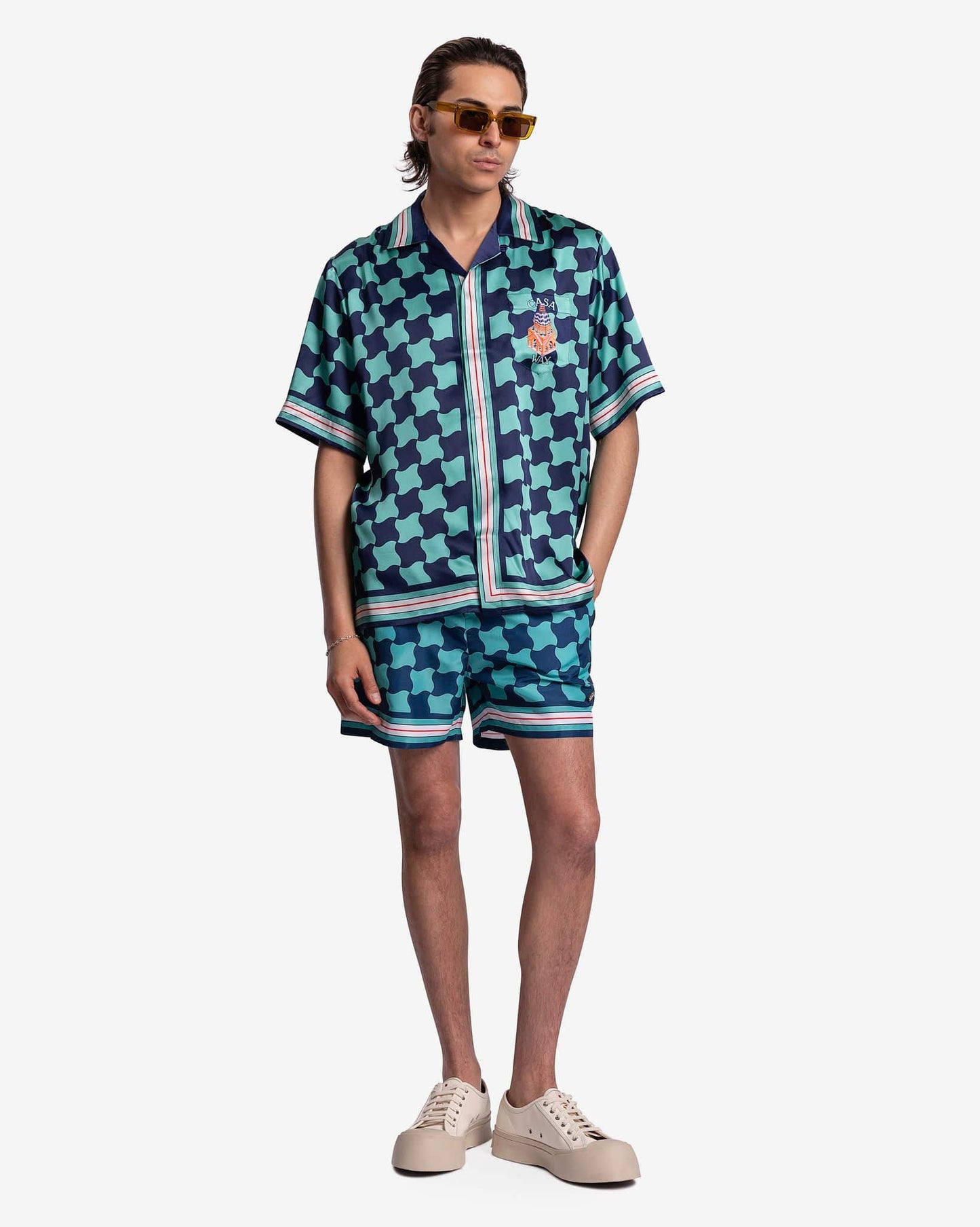 Casablanca Men's Shirts Pool Tile Cuban Collar Short Sleeve Shirt in Multi