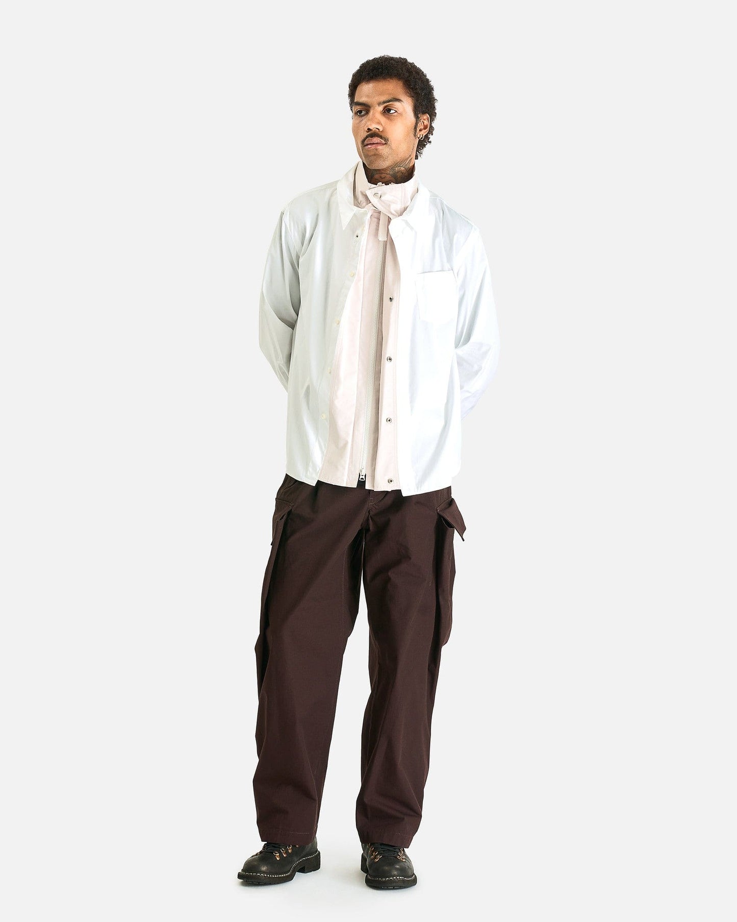 Sacai Men's Shirts Poplin Shirt in Off White
