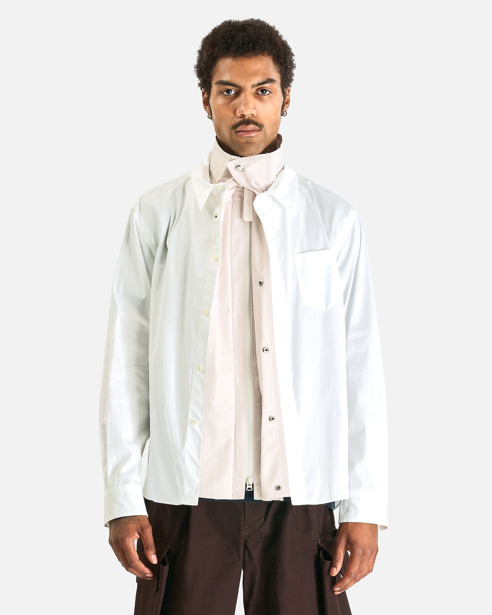 Sacai Men's Shirts Poplin Shirt in Off White
