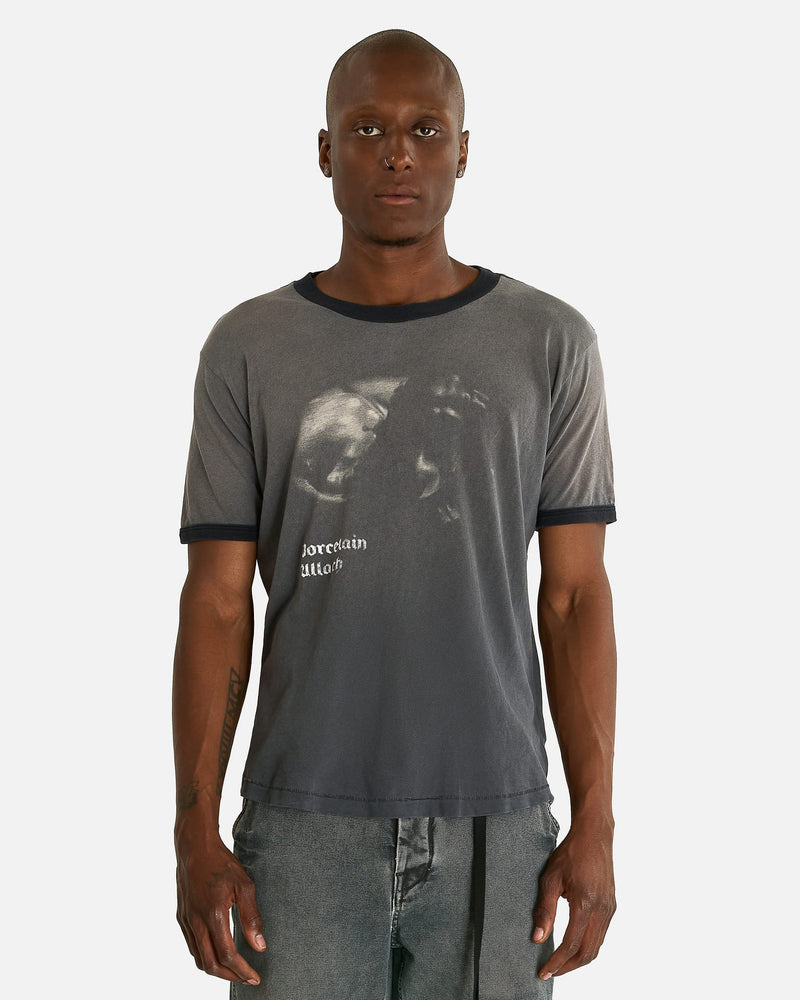 Enfants Riches Deprimes Men's T-shirts Porcelain Dog Patch Ringer T-Shirt in Faded Charcoal/Black