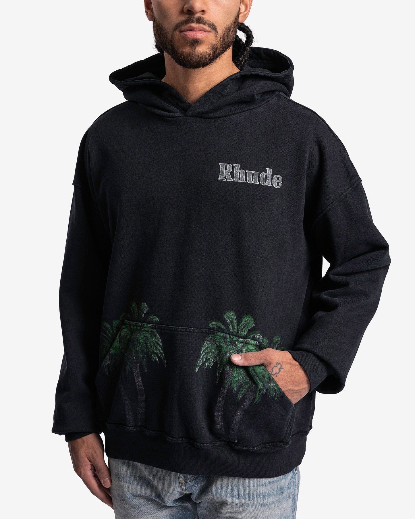 Rhude Men's Sweatshirts Port De Gustavia Hoodie in Vintage Black