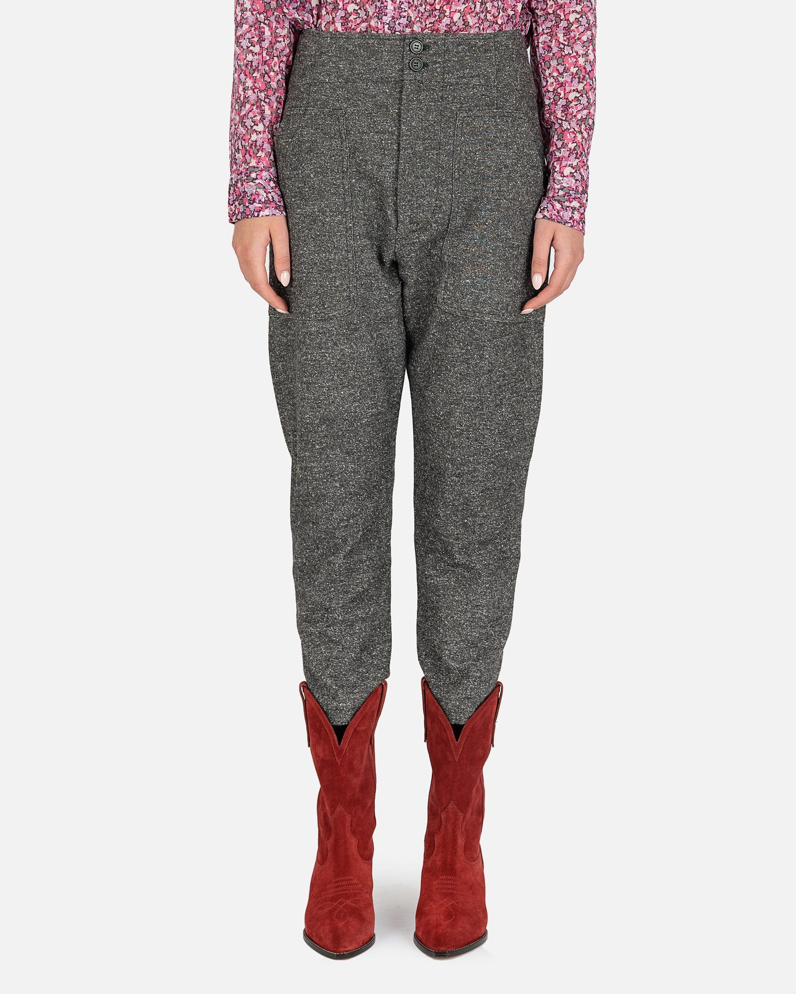 Isabel Marant Etoile Women Pants Pralunia High Rise Tapered Pants in Anthracite
