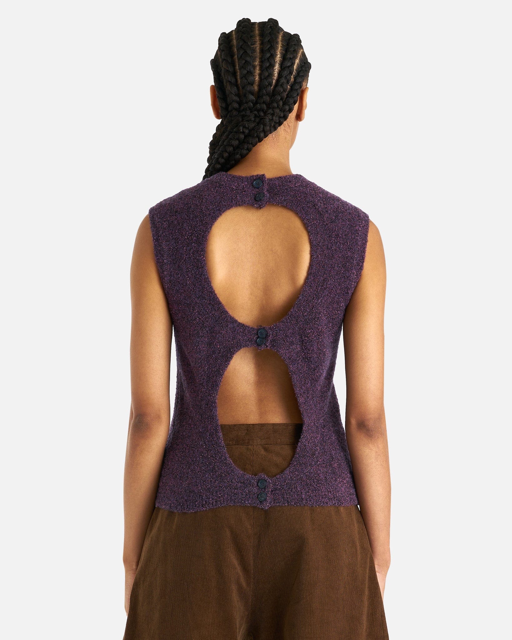 NAMACHEKO Women Tops Prender Backless Vest in Aubergine Melange