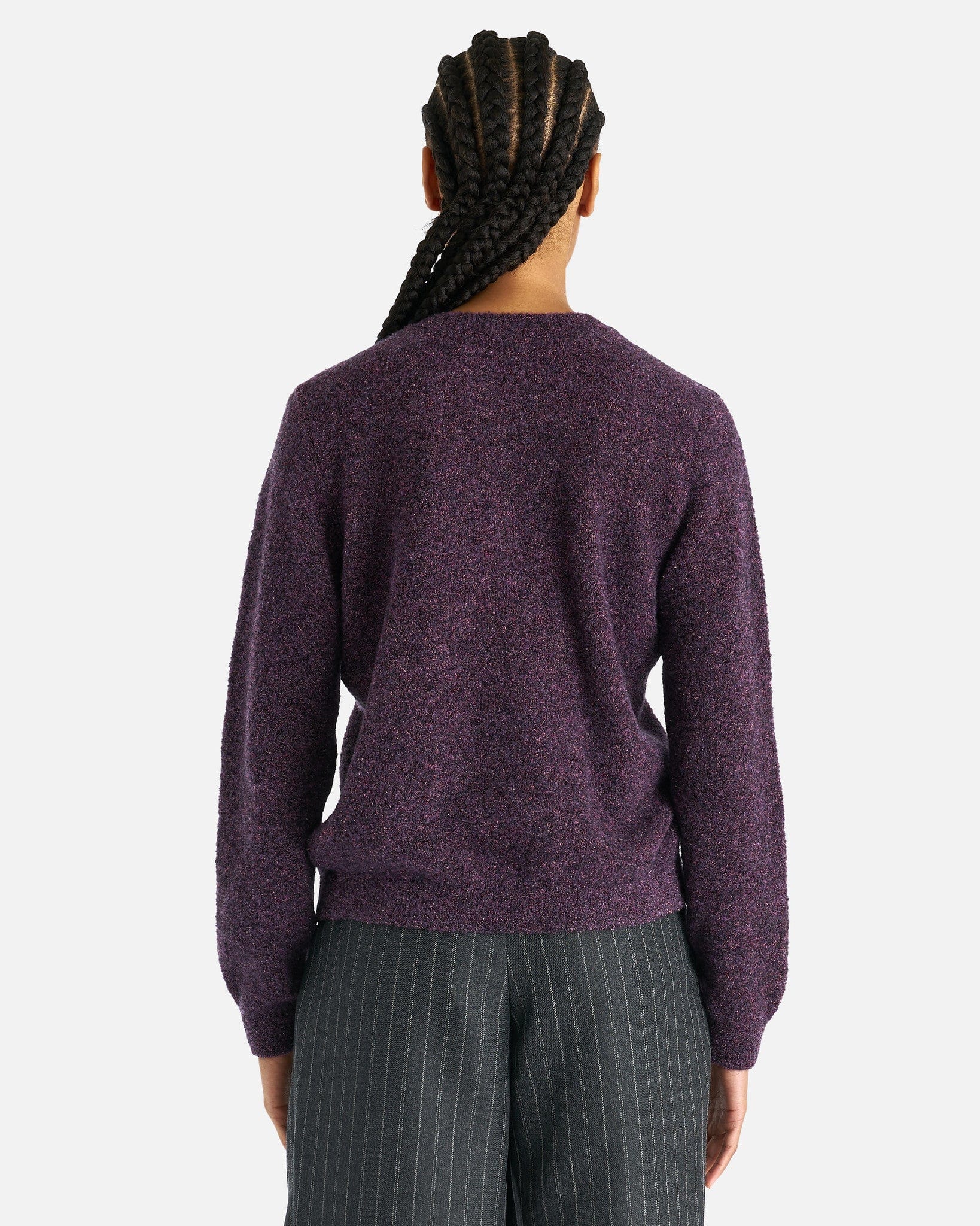 NAMACHEKO Women Sweaters Prender Knotted Crewneck in Aubergine Melange