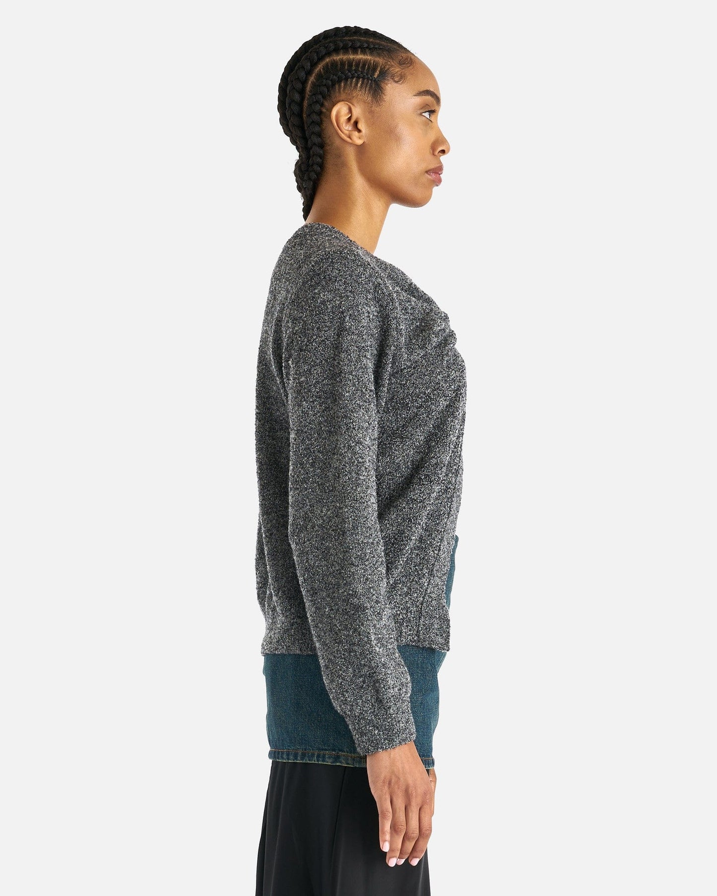 NAMACHEKO Women Sweaters Prender Knotted Crewneck in Grey Melange
