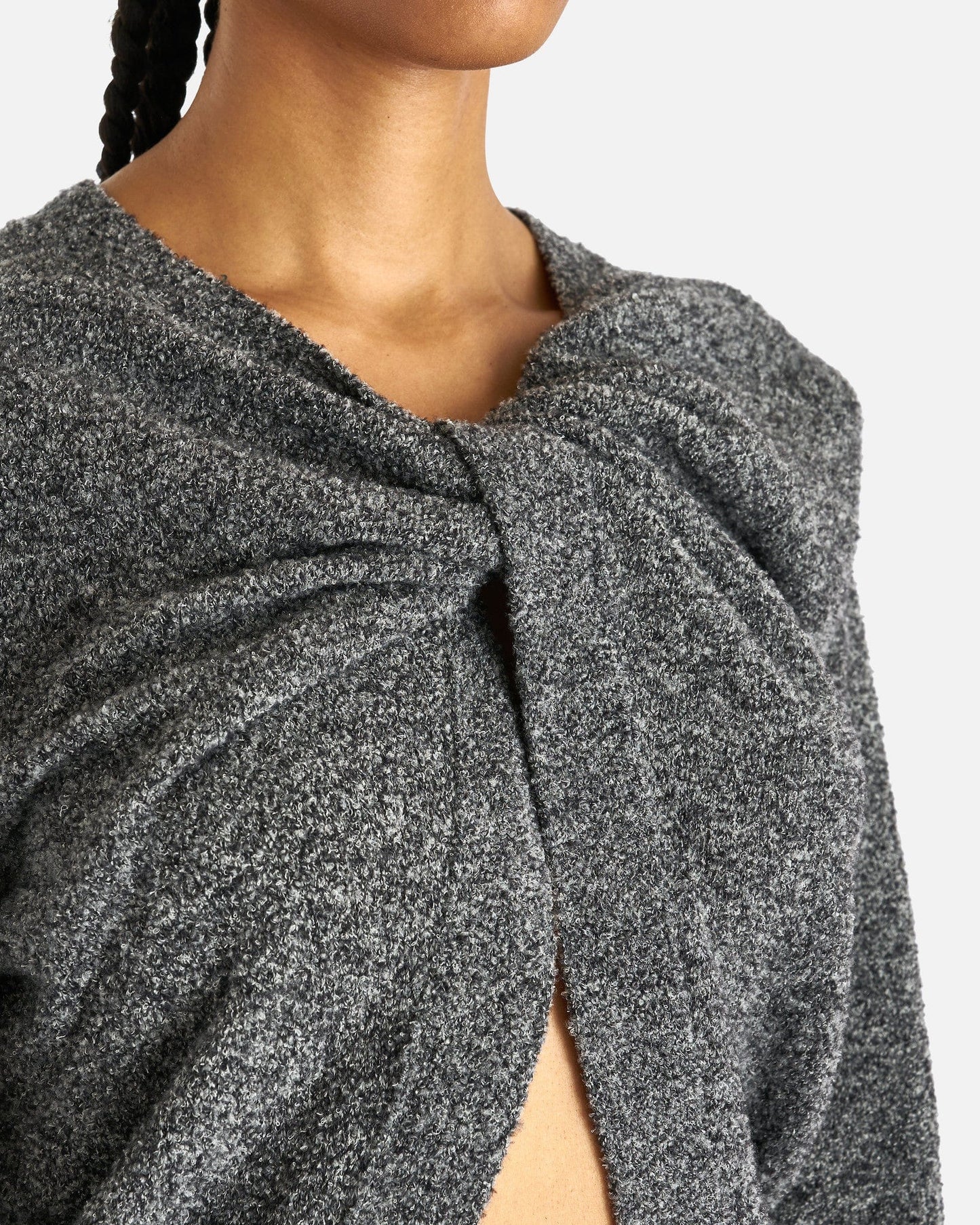 NAMACHEKO Women Sweaters Prender Knotted Crewneck in Grey Melange